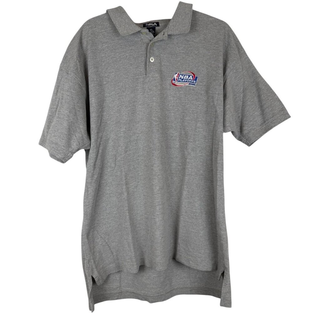 Vintage NBA Playoffs 2000 Embroidered Gray Collared Short Sleeve Polo - XL